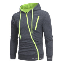 2021 Oversized New Autumn And Winter Features Oblique Zipper Men's Color Matching Casual Slim Men's plus-size hoodies